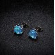 3 Pair Stud Earrings Set For Womens Teens Opal Birthstone Earrings For Sensitive Ears Round Gemstone Ear Stud Gift 4mm 6mm 8mm